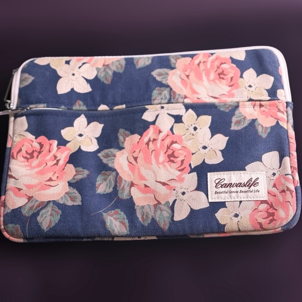14 inch Floral Laptop Sleeve with front pocket